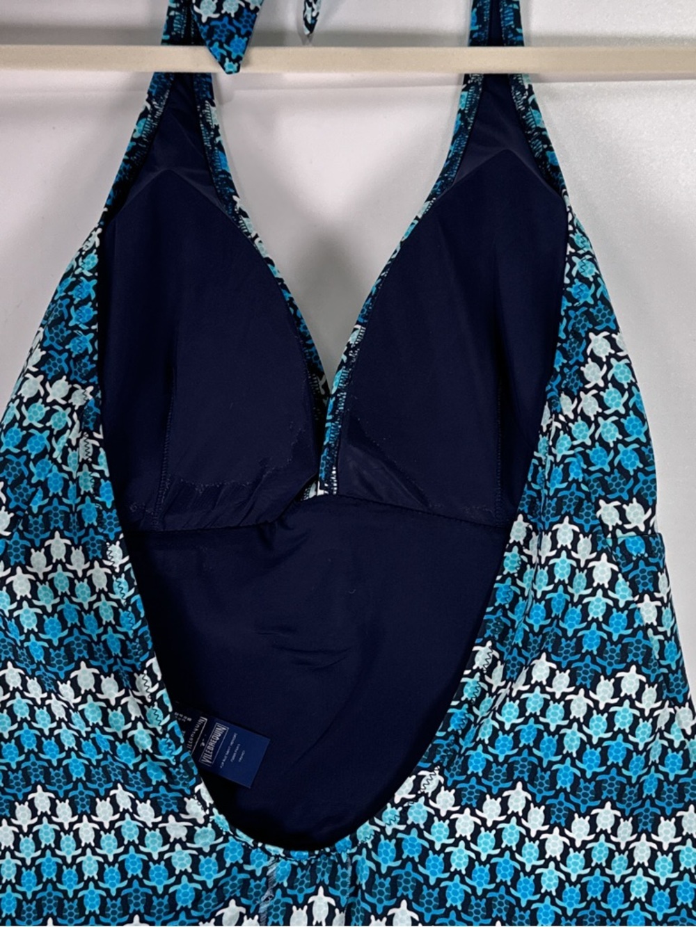 Vilebrequin Sea Turtle Chevron Halter One Piece Swimsuit Blue Womens Size 8 - Picture 4 of 16